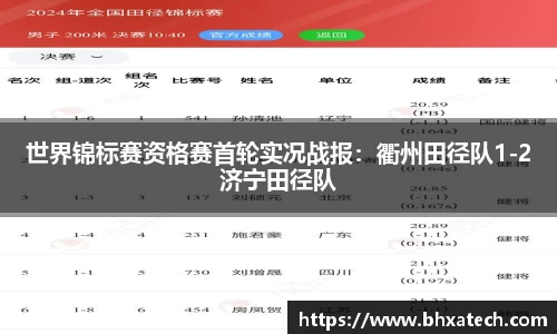世界锦标赛资格赛首轮实况战报：衢州田径队1-2济宁田径队